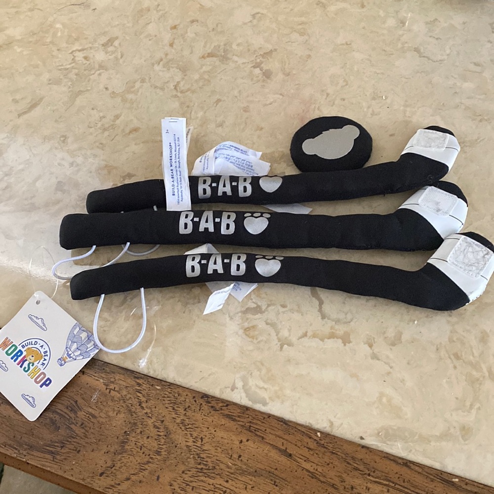 Build A Bear hockey sticks and puck